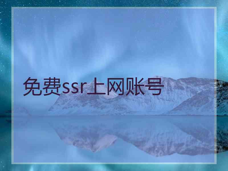 免费ssr上网账号