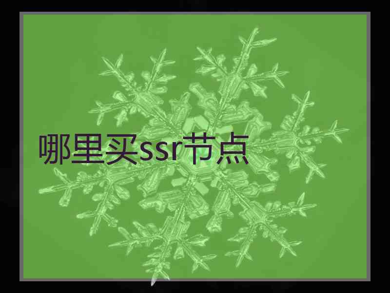 哪里买ssr节点